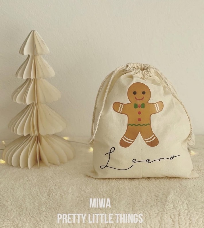 Personalisiertes Weihnachtssäckchen mit Lebkuchenmotiv